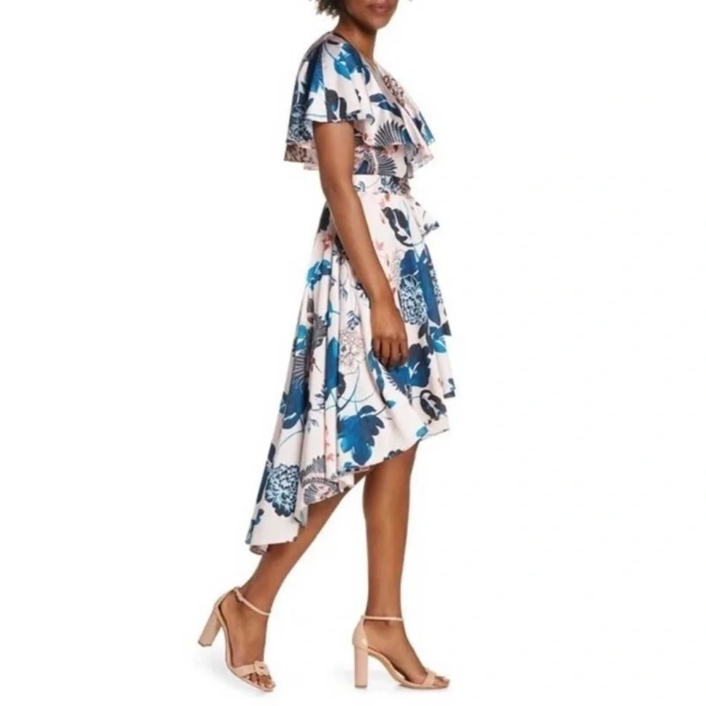 ELIZA J Floral Faux Wrap High Low Dress - Picture 2 of 7